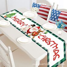 亚马逊热卖圣诞节庆装饰品条纹桌旗美式轻奢格子桌布厂家货源直供