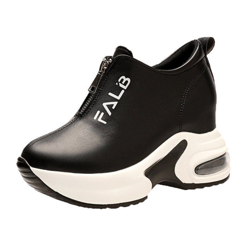 Hidden Heel Casual Thick Sole Slimming Leather Sneakers Spring Autumn New Platform Trendy Women's Shoes_voghion.com
