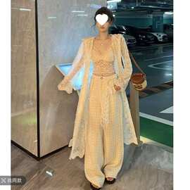 婉君【银芒漫朔】秋季新款法式蕾丝镂空时尚长款外套图片色其他