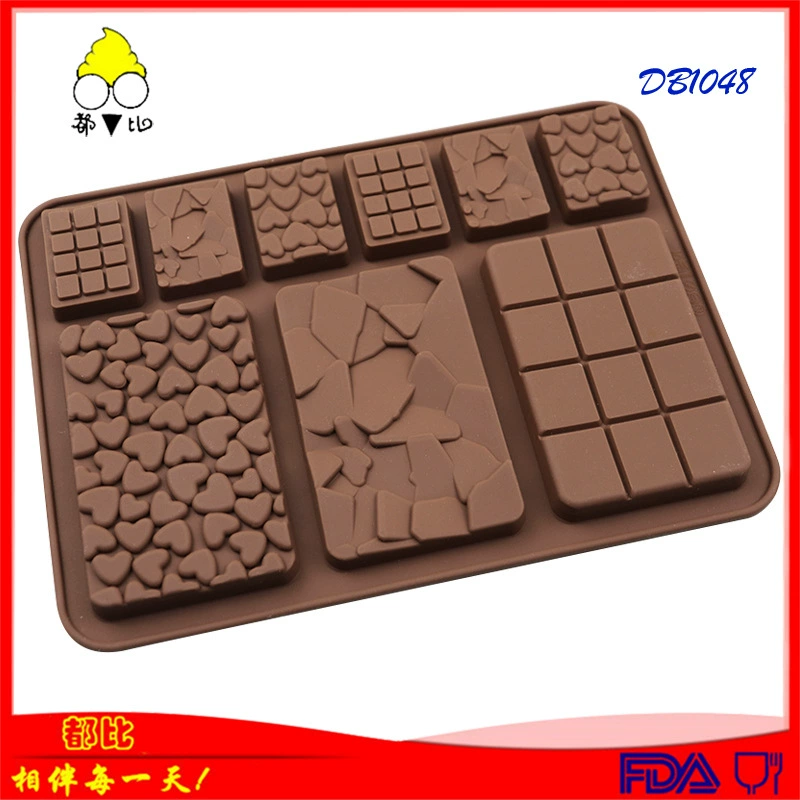 Silicone Chocolate Mold Tray, 9-Pattern Assorted Bars & Hearts, Bake & Handmade Candy