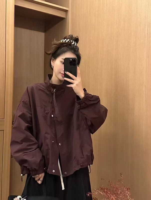 琪镌绘制高品质韩系立领设计感洋气秋季新款工装宽松休闲上衣女潮|undefined