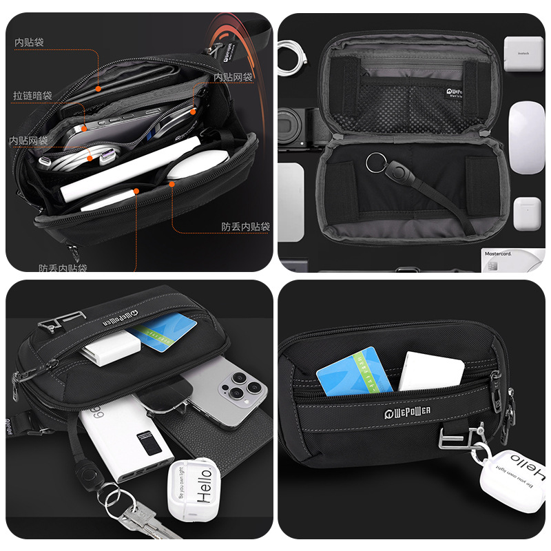 WEPOWER nuevo estilo de moda ocio bolso de cintura de ciclismo impermeable de nylon bolso de pecho de viaje al aire libre