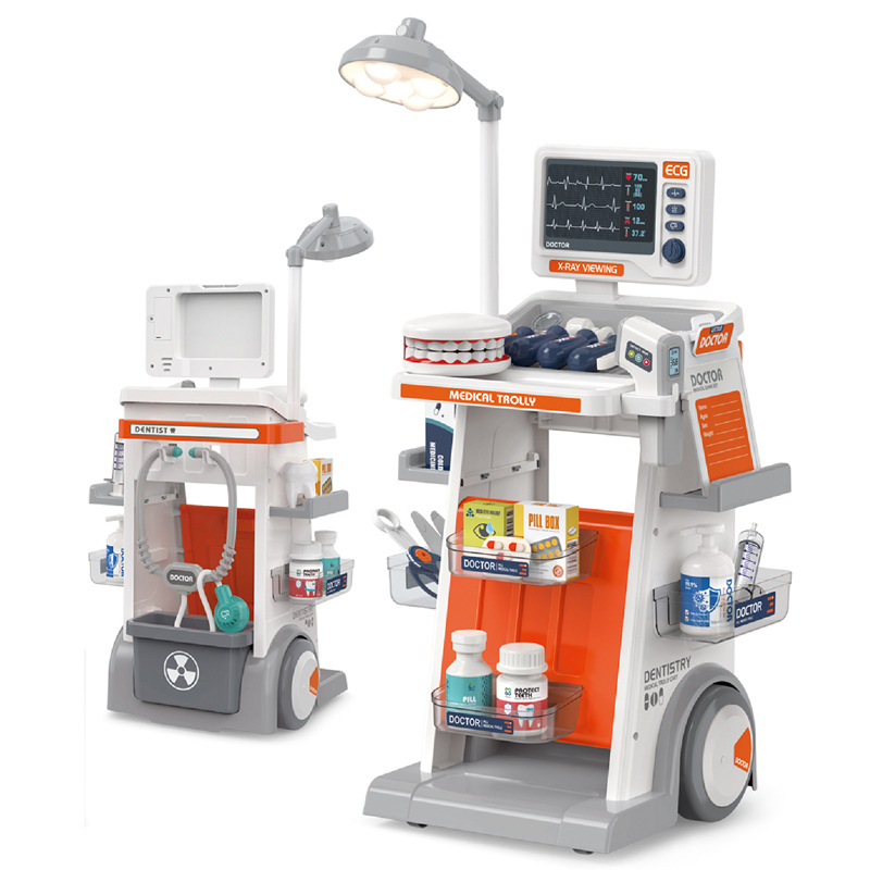 Estetoscopio de electrocardiograma de simulación transfronteriza, mesa médica, conjunto de inyección dental, vehículo médico, médico para jugar