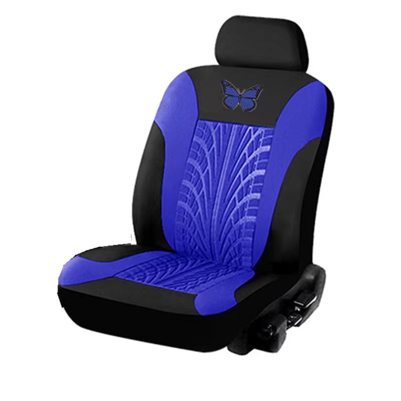 Cubierta de asiento de automóvil de comercio exterior transfronterizo mariposa logo tela sangría prensa cubierta de asiento universal de coche conjunto de 2 piezas