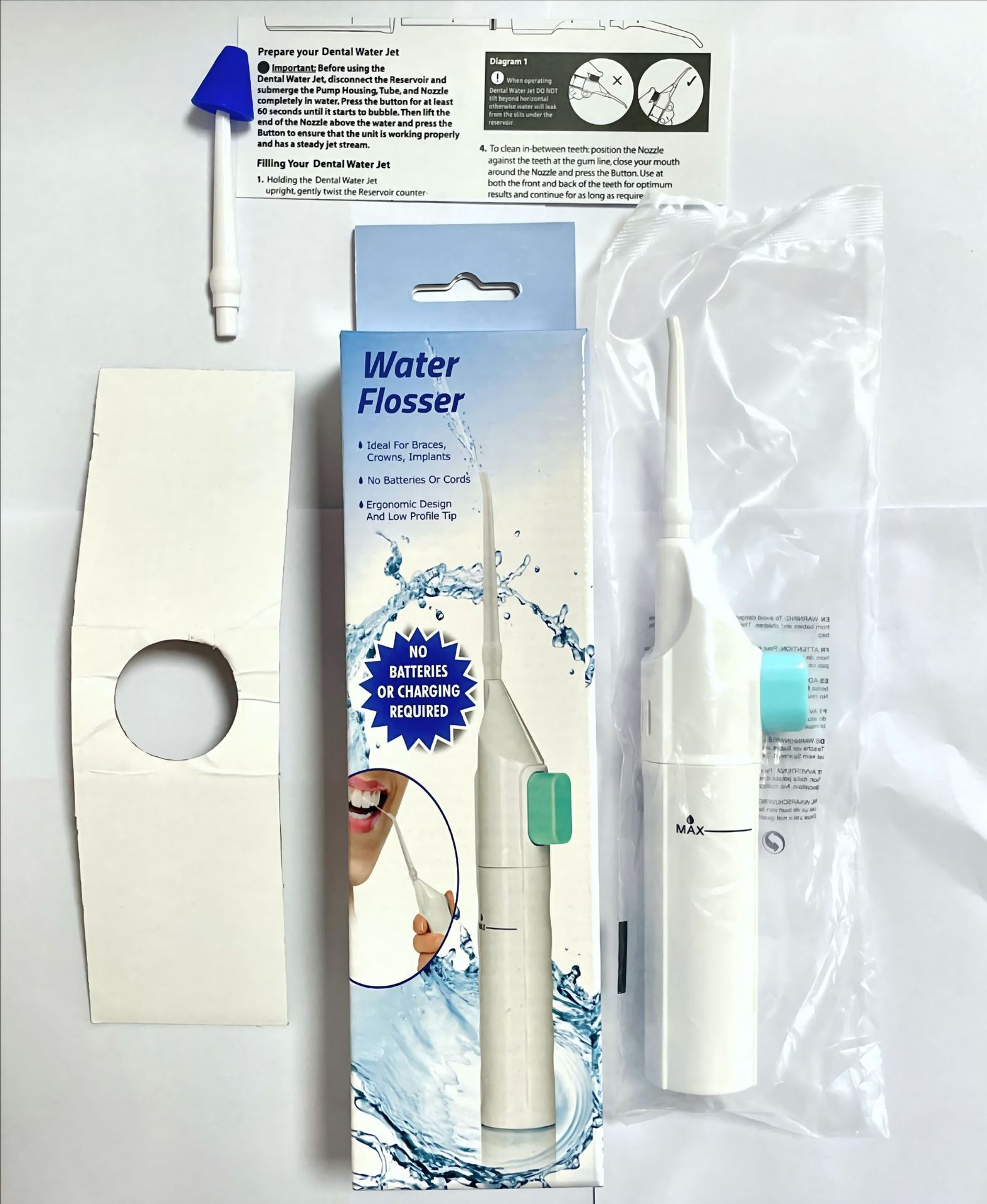 Caja de color boquilla redonda blanca sin logotipo + boquilla redonda + boquilla de lavado de nariz