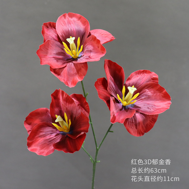 빨간색 3D 튤립의 가지