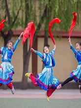 蒙古族安代舞长绸安代舞红绸方巾舞蹈手娟手帕秧歌广场舞绸带
