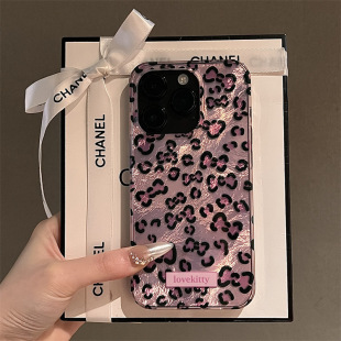 Creative gradient powder leopard print for Apple 16promax explosion 15 new 12 large hole 14pro glacier 13INS