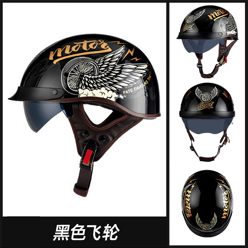Casco de coche eléctrico transfronterizo del fabricante nuevo verano retro Harley motocicleta medio casco 3C certificado hombres y mujeres del mismo estilo