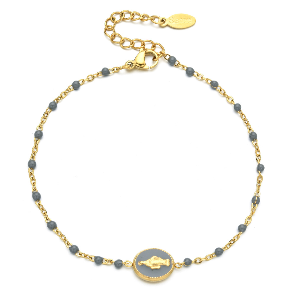 15g Weight Bracelets Classification Stainless Steel Chain Material 1 Piece Quantity Daily Occasion Simple Style Round Stainless Steel Enamel Chain Bracelets