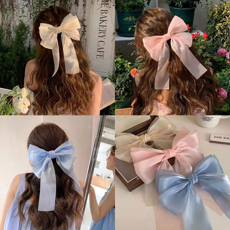 40g Weight Hair Clip Hair Accessories Type 1 Piece Quantity Daily Occasion Gauze Material Knot, Butterfly, Bow Knot Pattern Women's Gender Sweet Style Sweet Women's Knot Butterfly Bow Knot Gauze Hair Clip 无