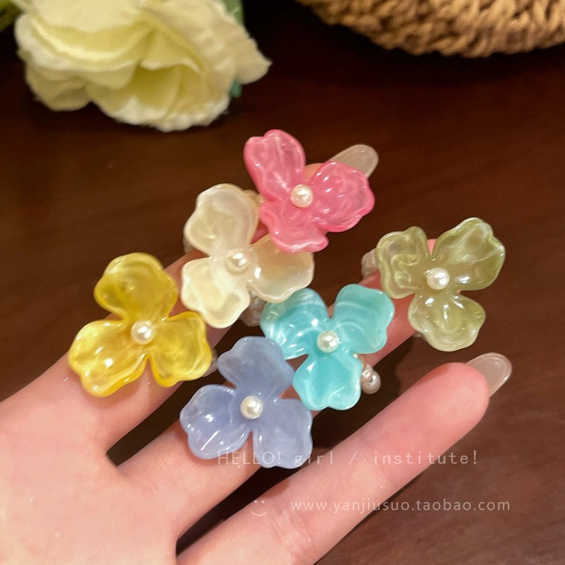Color dopamine pearl flower ring women's 2025 new explosion food finger ring degree seaside fake wind photo ring