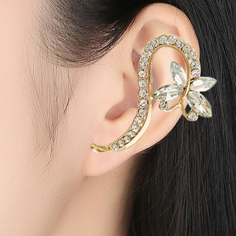 Europe and America fashion Versatile unilateral butterfly Diamond Ear clip 2022 new pattern Earrings Ear bones Earloop Earrings wholesale