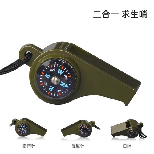 Outdoor life-saving multi-functional whistle referee coach whistle compass thermometer three-in-one whistle outdoor emergency whistle