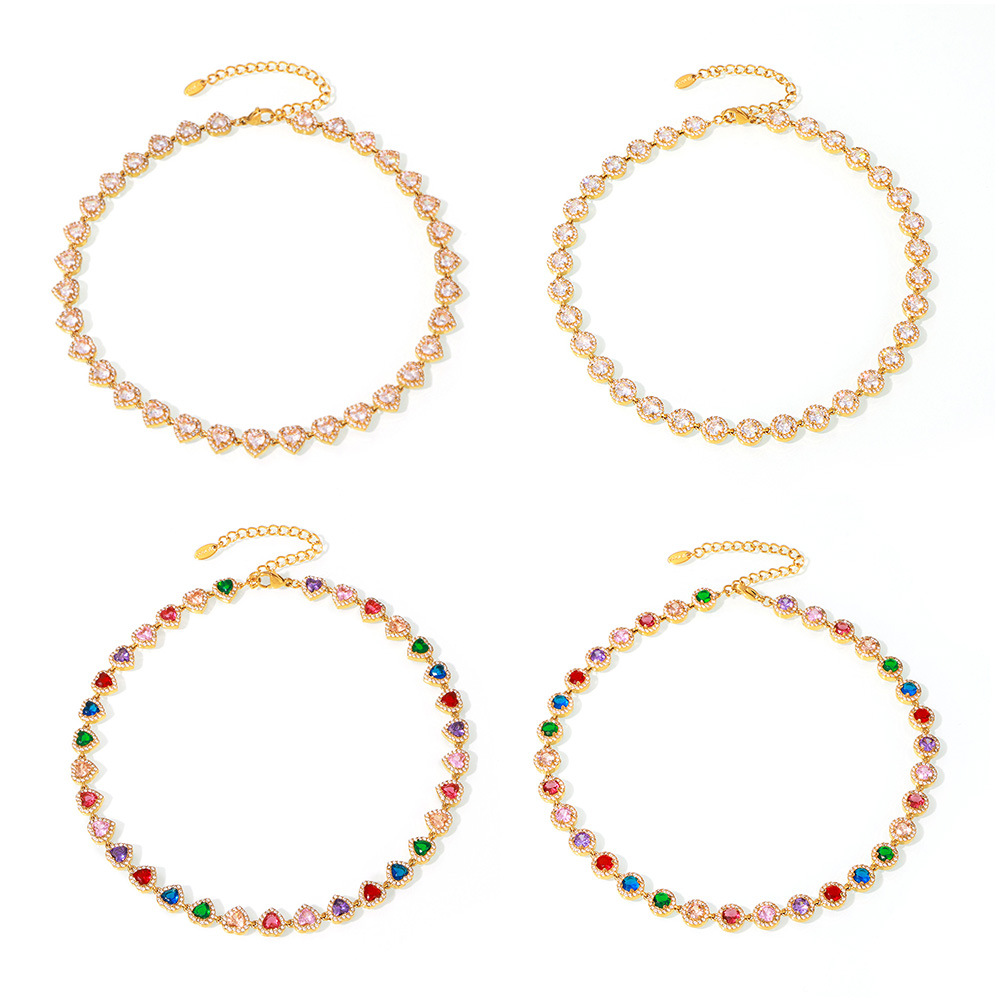 Omaka Love Sparkle circón Pulsera de costura Collar de lujo ligero Temperamento de lujo transfronterizo Color titanio Conjunto de joyería de acero Mujer