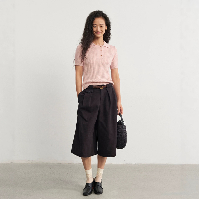 NEIHE 2026 Autumn High-Waisted Pleated Wide-Leg Mid-Length Pants for Women, Hip-Covering, Slimming, Commute Seven-Point Pants 260066