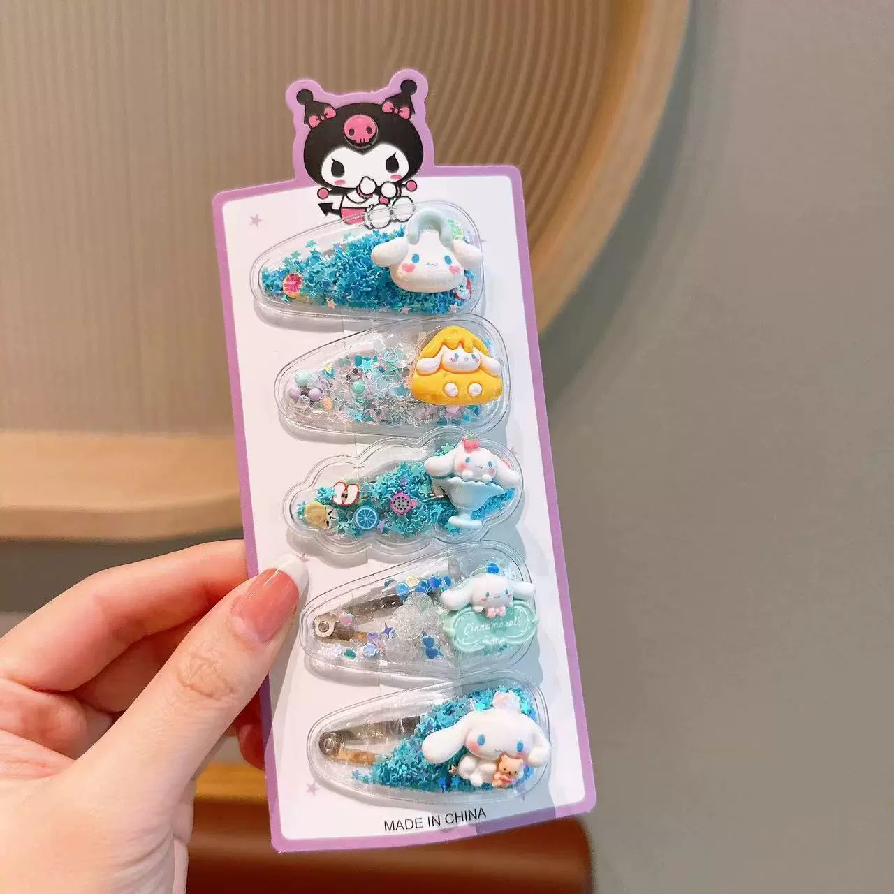 Набор аксессуаров для волос (Hello Kitty) — 10 штук милых японских мультяшных заколок, шпильки и резинки, розовый