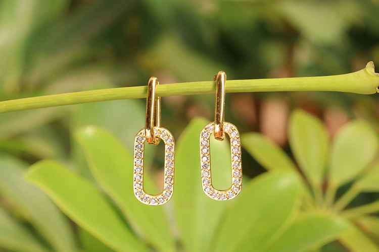 3g Weight Zircon Inlay Material Earrings Classification Housewarming, Anniversary, Business, Wedding, Travel, Birthday, Festival Occasion Fashion Personalized Full Diamond Geometric Zircon Earrings