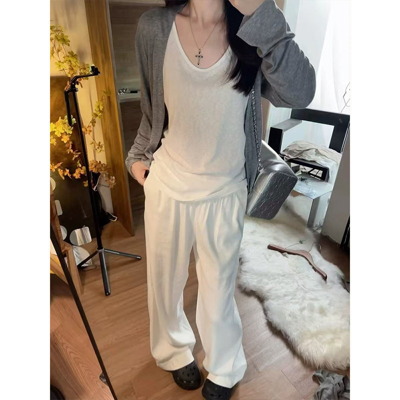 Mosesqueen/Early Spring Relaxed Commuting Long and Short Tops White Minimalist Lazy Style Cardigan Mosesqueen/Early Spring Relaxed Commuting Long and Short Tops White Minimalist Lazy Style Cardigan