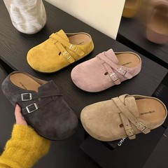 厚い底のベーケンの靴の女性の2025新型の春夏の復古の1足は怠け者の外を踏んで内を着て高くなります。