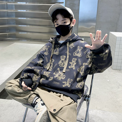 Boys Autumn Sweatshirt 2023 New Medium and Large Children's Style Hooded Tops Boys and Children's Bottoming Shirts Trendy Brand Wholesale