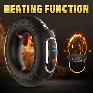 Foreign trade export male heating vibration ring masturbation device 10 frequency dual motor massage exercise silicone ring adult supplies