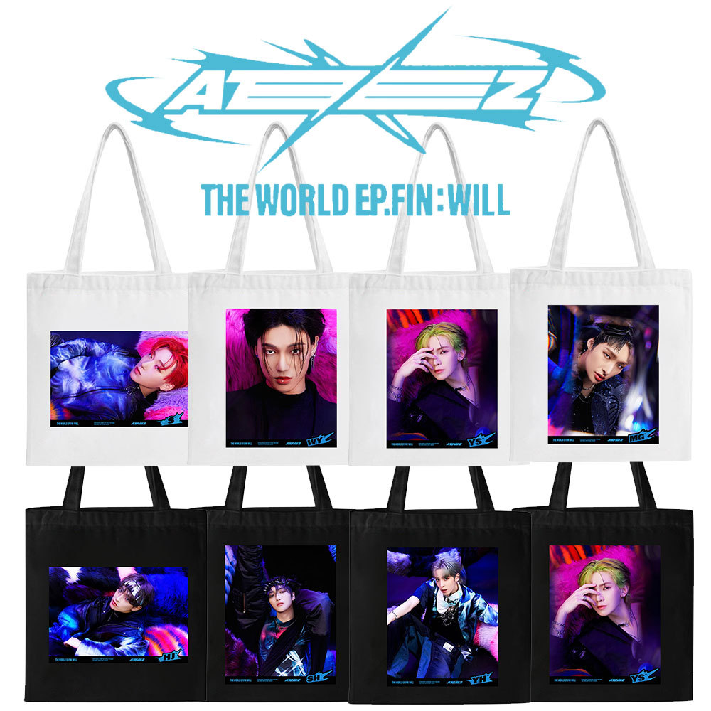 ATEEZ新专辑帆布袋 THE WORLD EP.FIN 复古港风海报手提包ins女包