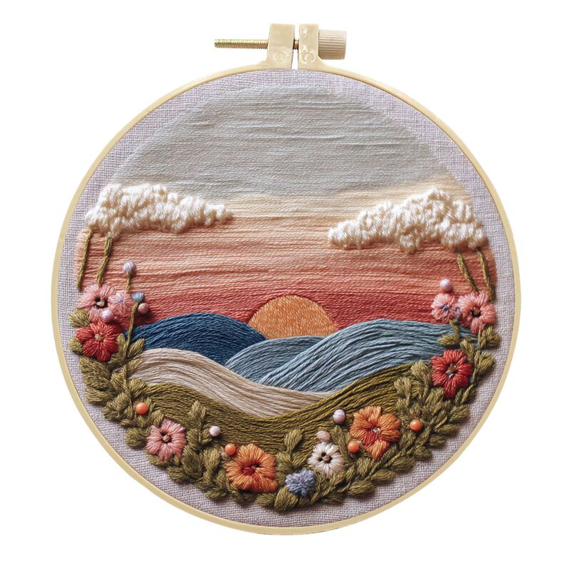 オリジナル-越境新商品 刺繍DIY 風景 手芸布素材キット クリエイティブ手芸針仕事 英語|undefined