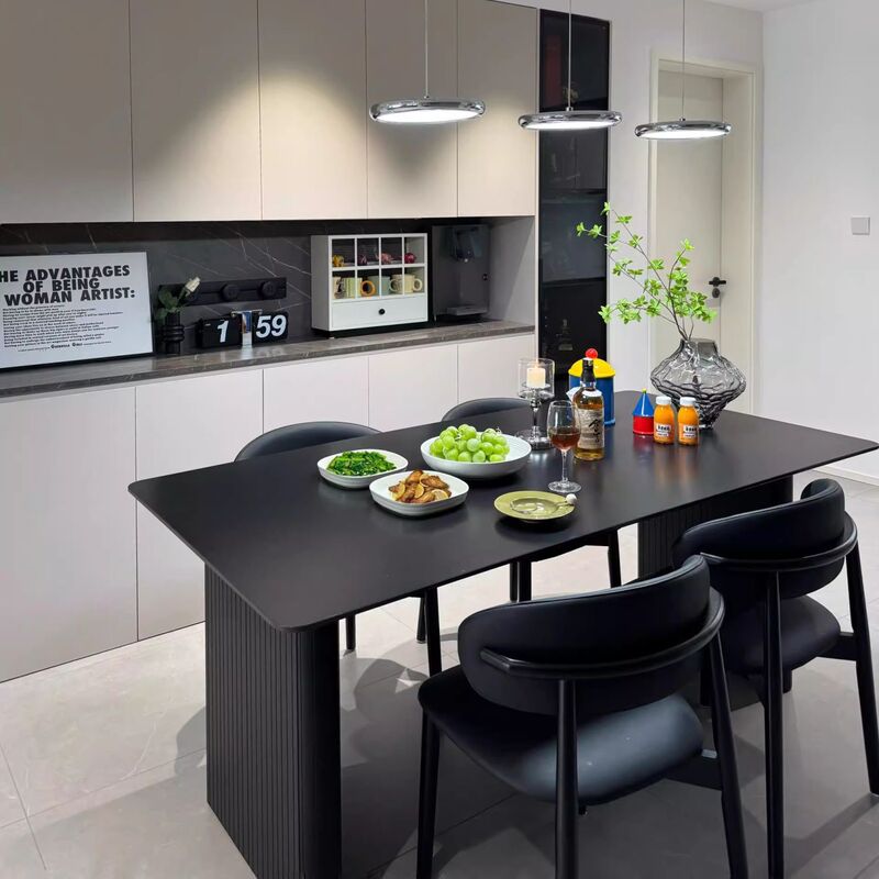 Italian-Style Pure Black Small Apartment Slate Dining Table, Minimalist Modern Simple Dining Table and Chair Set for Home Use Italian-Style Pure Black Small Apartment Slate Dining Table, Minimalist Modern Simple Dining Table and Chair Set for Home Use