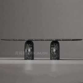 库姆斯品爵意式极简天然大理石餐桌设计师款别墅客厅家用轻奢餐桌