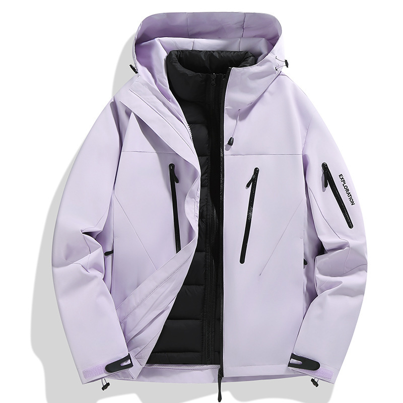 鳥家同型ジャケット、カスタムロゴ刺繍入り、3in1登山服、防風防水、裏起毛ジャケット、男女兼用|undefined