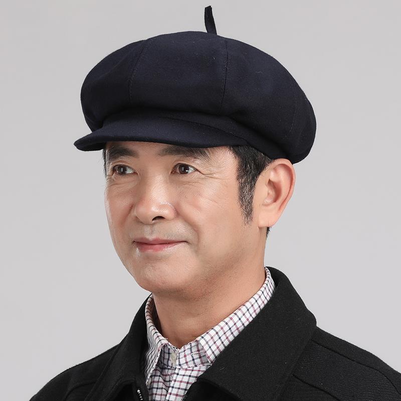 Sombreros de invierno para hombres, gorras de lengua de pato, tela de tween gruesa, gorras de hombre de mediana edad, gorras de abuelo