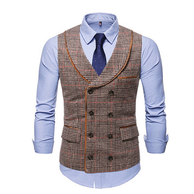 lattice Fruit Edge Double-breasted man leisure time British style Vest