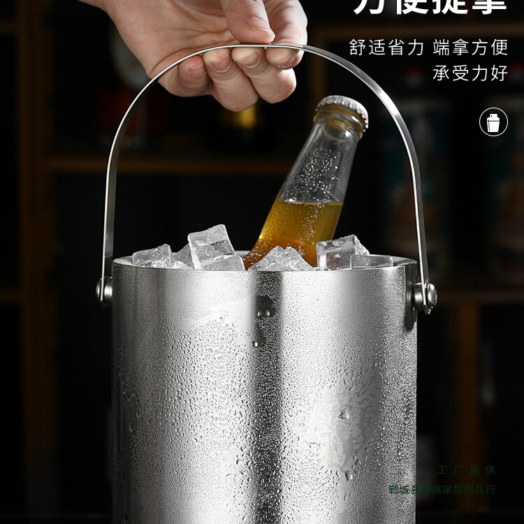 新しいバー KTV ステンレス鋼アイスバケツ二重層断熱アイスバケツ蓋付きシャンパン赤ワイン外国ワインアイスバケツ|undefined