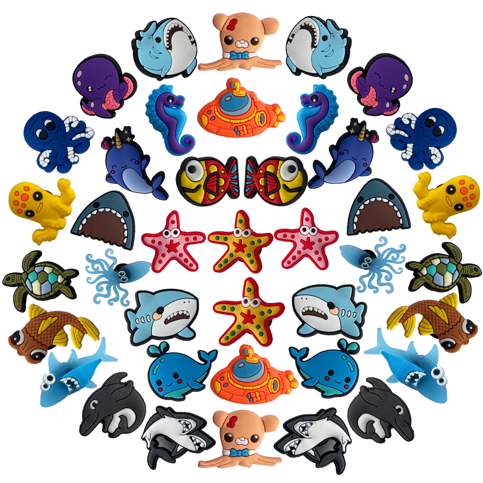 海洋生物海底动物洞洞鞋鞋花鞋扣 PVC鞋花扣装饰配件Croc charms