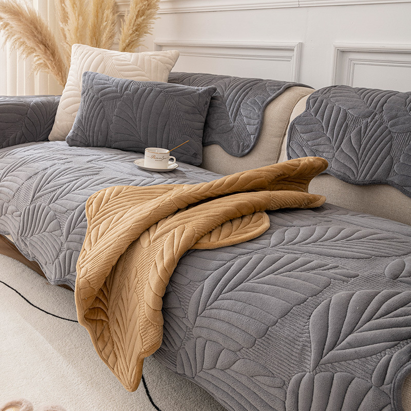 Funda de cojín de terciopelo de leche para sofá, antideslizante, estilo nuevo 2025, funda completa de tela simple y moderna, venta al por mayor transfronteriza