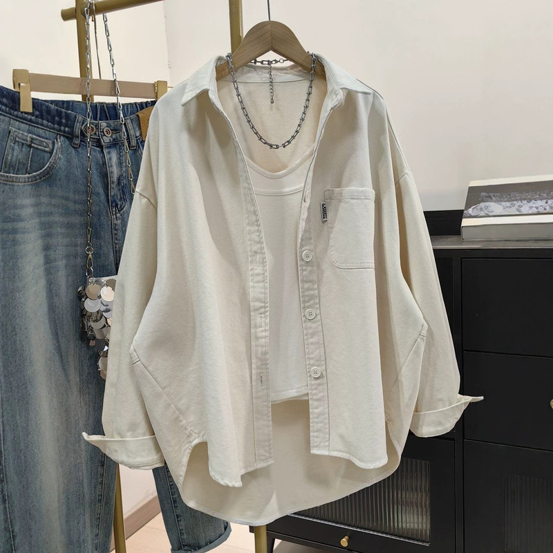 Women's Denim Shirt Jacket Spring/Autumn 2025 New Korean Style Casual Boyfriend Fashion Loose Top Black Women's Denim Shirt Jacket Spring/Autumn 2025 New Korean Style Casual Boyfriend Fashion Loose Top Black