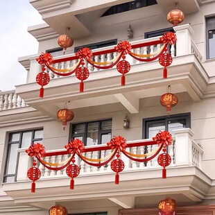 Balcony wedding decoration guardrail wedding decoration yard stair handrails lace flower living room room wedding room layout