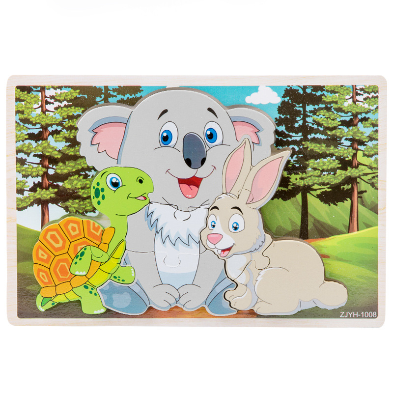 Puzzles de madera tridimensionales bloques de juguetes de construcción para niños 1 1 2 - 3D años y medio 6 niños niñas educación temprana