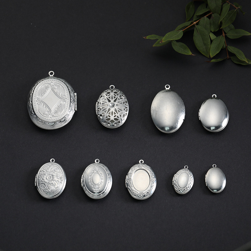 316 Stainless Steel Oval Photo Frame DIY Jewelry Accessories Photo Box Pendant Can Hold Photos Couple Photo Box Commemoration