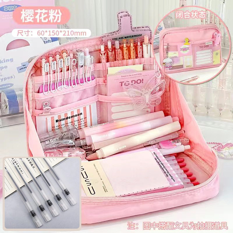 Nueva caja de lápices de gran capacidad de 12 capas de alto aspecto dopamina chica papelería caja de lápiz de almacenamiento de estudiantes de secundaria