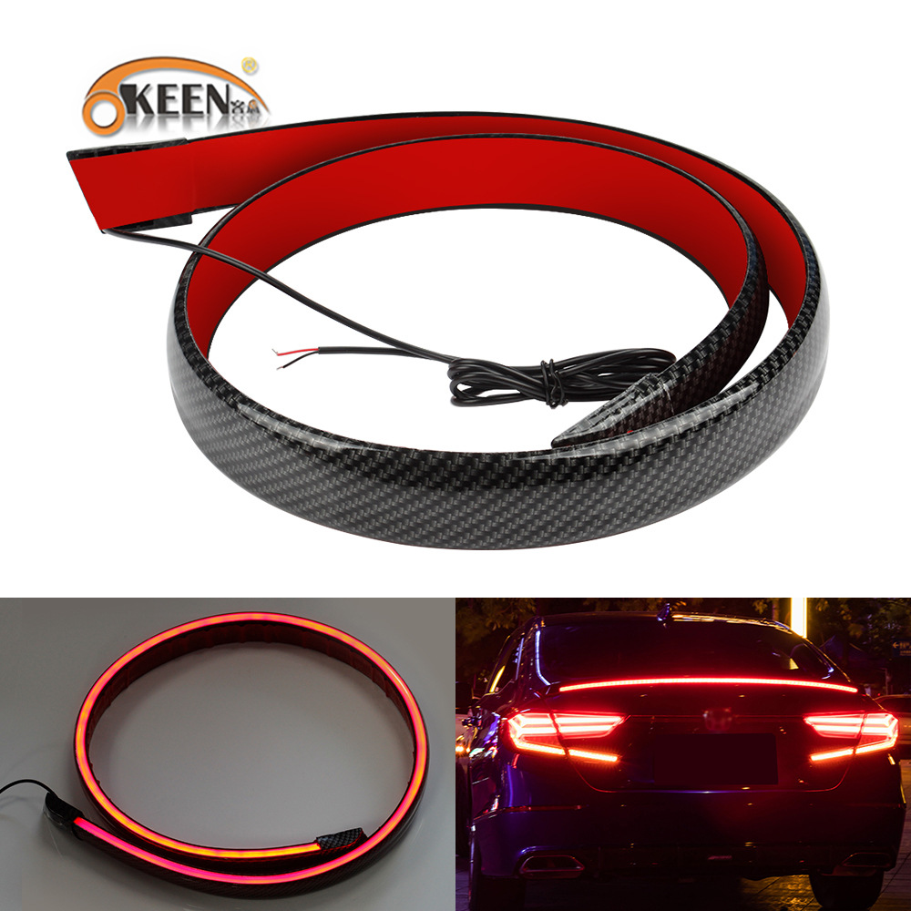 OKEEN's New Carbon Fiber Taillights Car Modification Universal Through Taillights LED Streamer Steering High Brake Lights