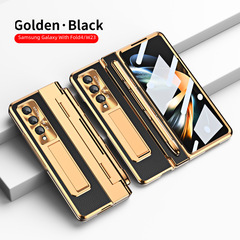 Samsung Fold 5 Phone Case FOLD4 Foldable Screen Flat Hinge Leather Pen Slot Anti-Slip Protective Case 5G Compatible