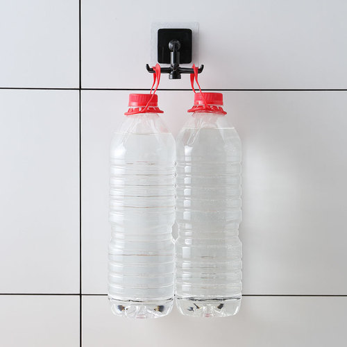 Rotating hook without punching 6 hooks kitchen tableware storage rack multi-functional cabinet sticky hook plastic retractable hanger