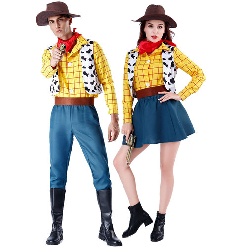 Halloween cosplay costumes Toy Story Woody couple costumes Western cowboy men and women party stage costumes