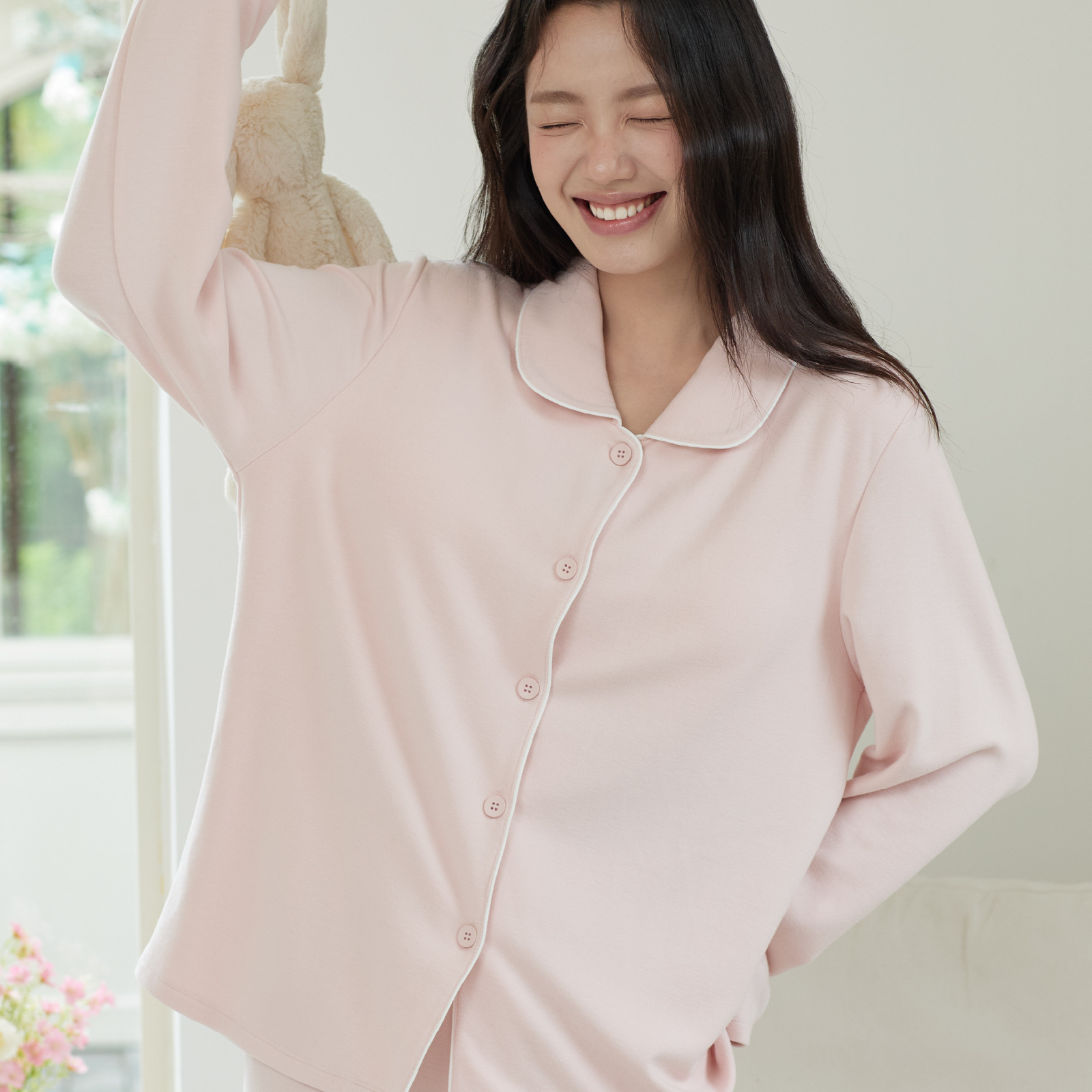 Sen Island Soft and Cozy Cardigan Home Wear for Women, Autumn and Winter, with Chest Pads, Turn-down Collar, Sleepwear, Can Be Worn Outside, Warm Long Sleeve Set