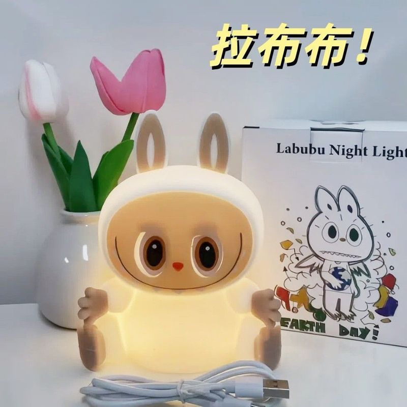 Labubu ラブブナイトライト漫画シリコーンパットライトベッドサイドハイエンド雰囲気ライトインターネットセレブホットスタイルテーブルランプ|undefined