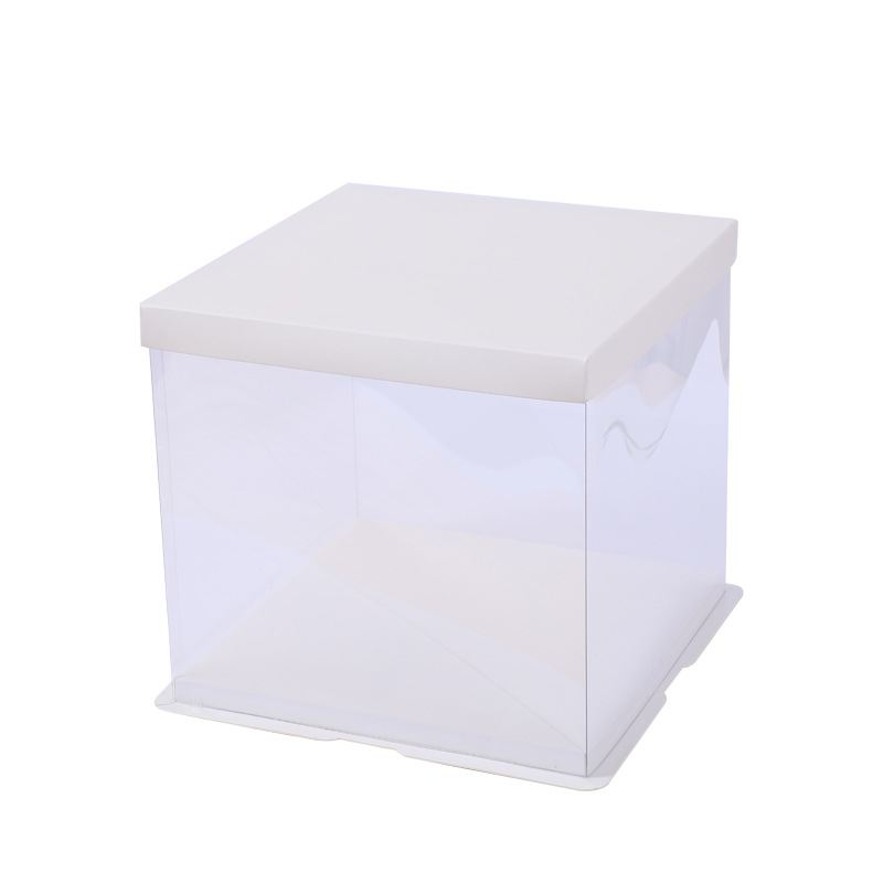 Caja de pastel de cumpleaños transparente 4/6 pulgadas 8 pulgadas 10 pulgadas 12 pulgadas Individual capa doble más alta red roja caja de embalaje para hornear creativa