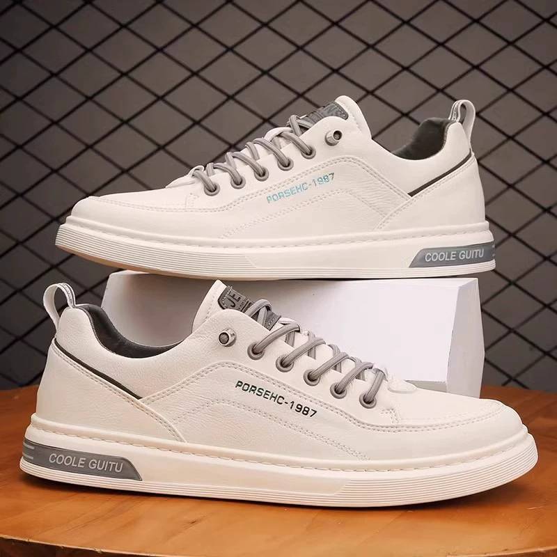 Demi-season footwear, men's sneakers for leather shoes, sports shoes, sports white shoes, 2023 collection, for import