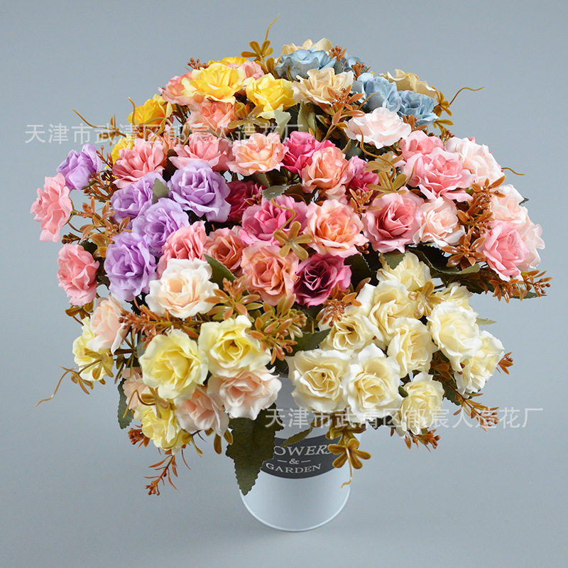 22 rosas de diamante paquete de otoño primavera corona floral centro comercial vitrinas para colocar sala de estar comedor decoración